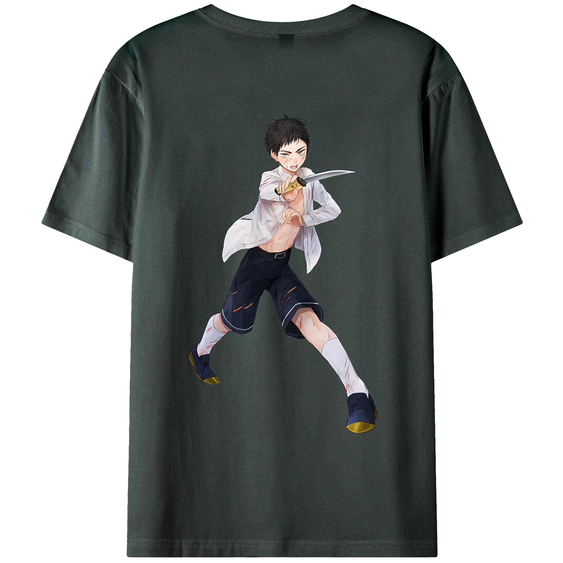 （画像用） 刀剣乱舞 Touken Ranbu 綿100％ メンズ半袖Tシャツ（バックプリント） 通気性